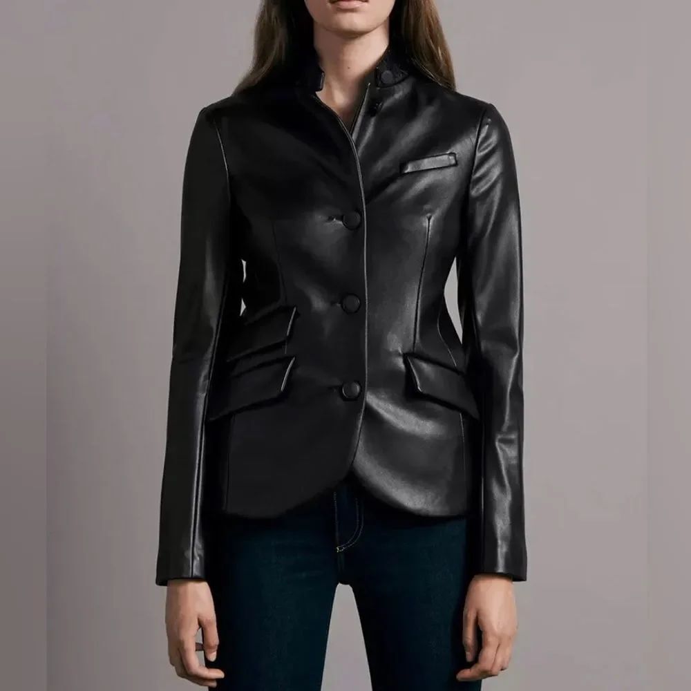 rag & bone Slade Faux Leather Tailored Blazer size 0